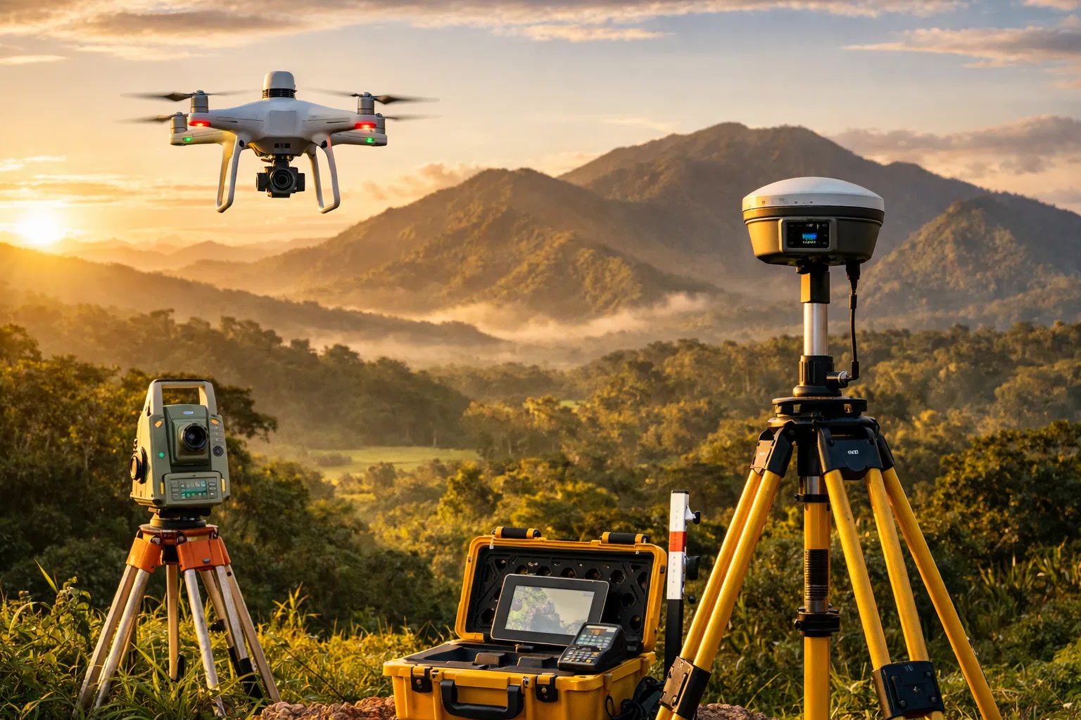 Drone flying over a Costa Rica survey site
